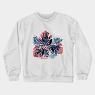 Orange blue watercolor jungle leaves Crewneck Sweatshirt